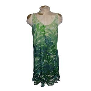 Cabi Castaway Green Palm Leaf Print Dress Tropical Summer Medium
